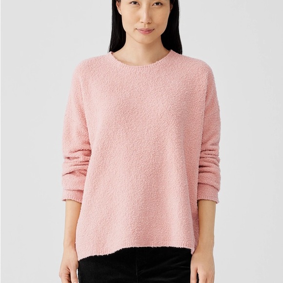 New Eileen Fisher SZ XL blush Cotton Crew Neck sleeves relaxed casual Top - Picture 1 of 10